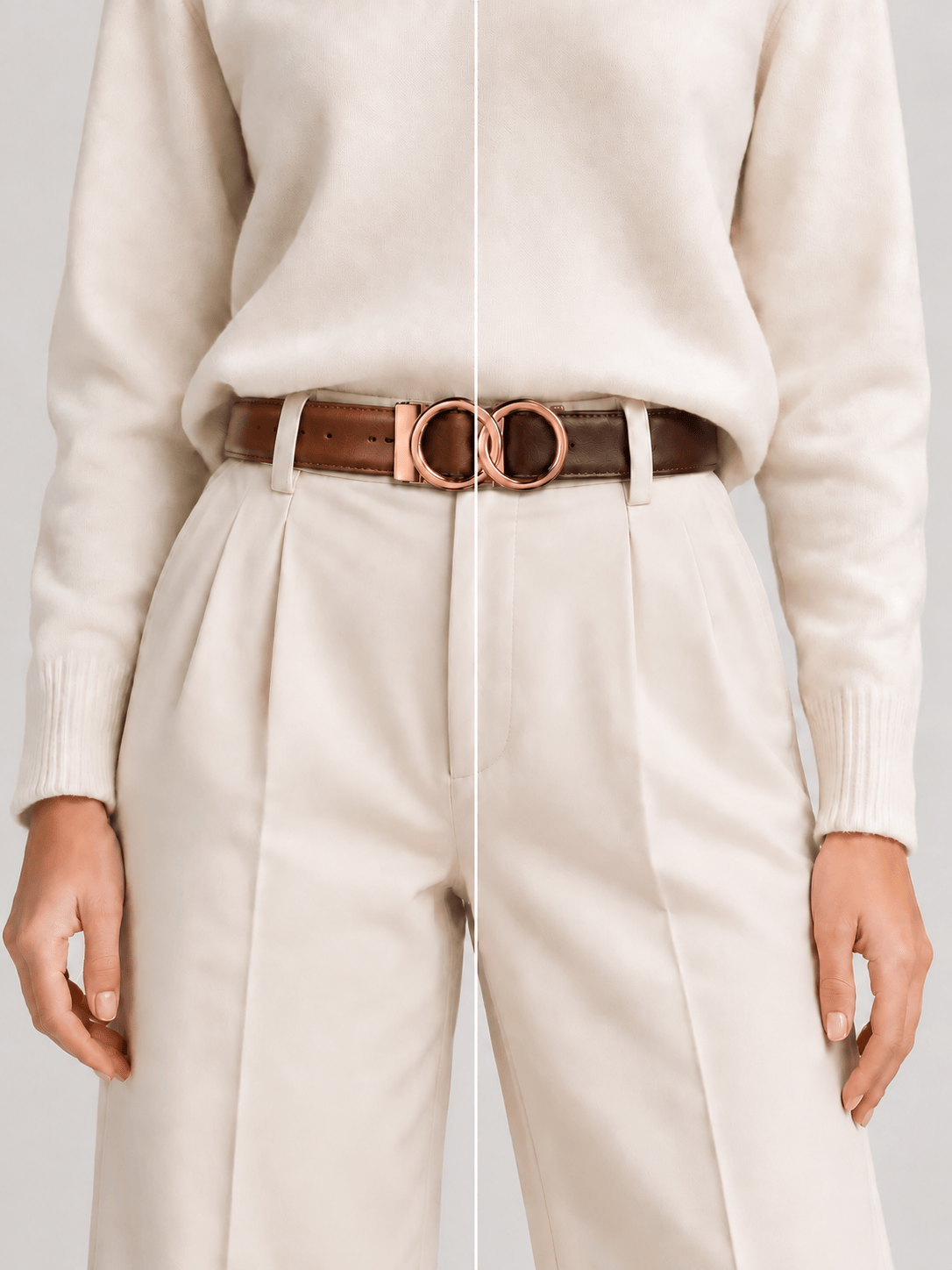 L’art de la Ceinture Eleanor – Ceinture Réversible Marron/Marron Foncé