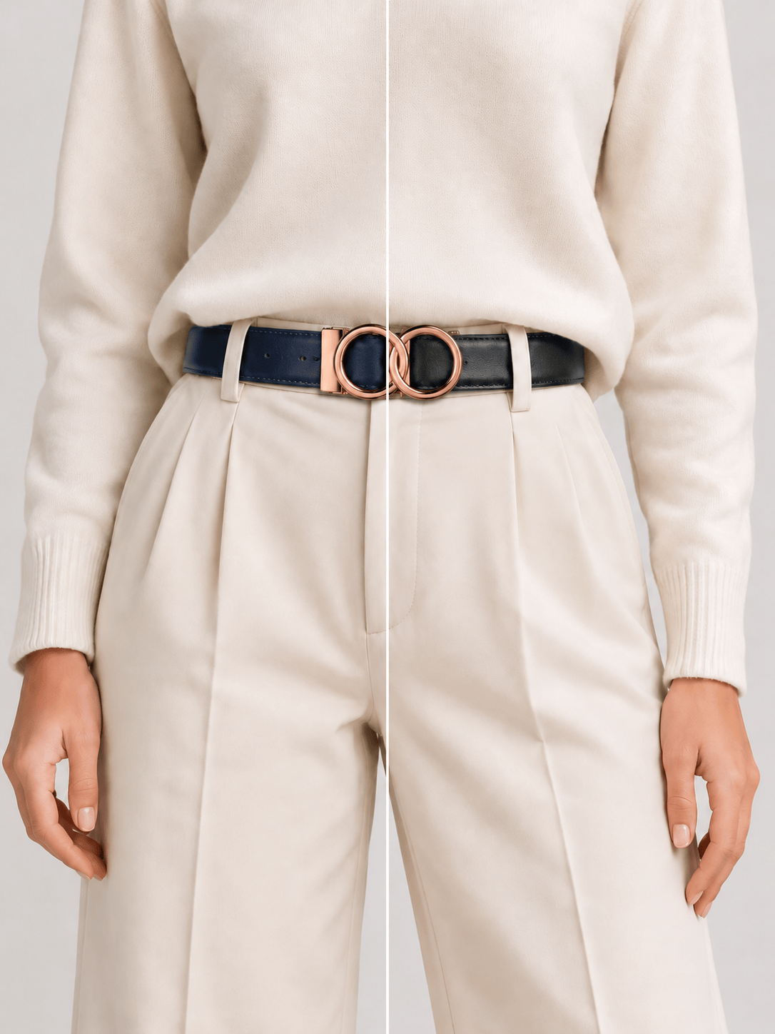 L’art de la Ceinture Eleanor – Ceinture Réversible Noir/Bleu