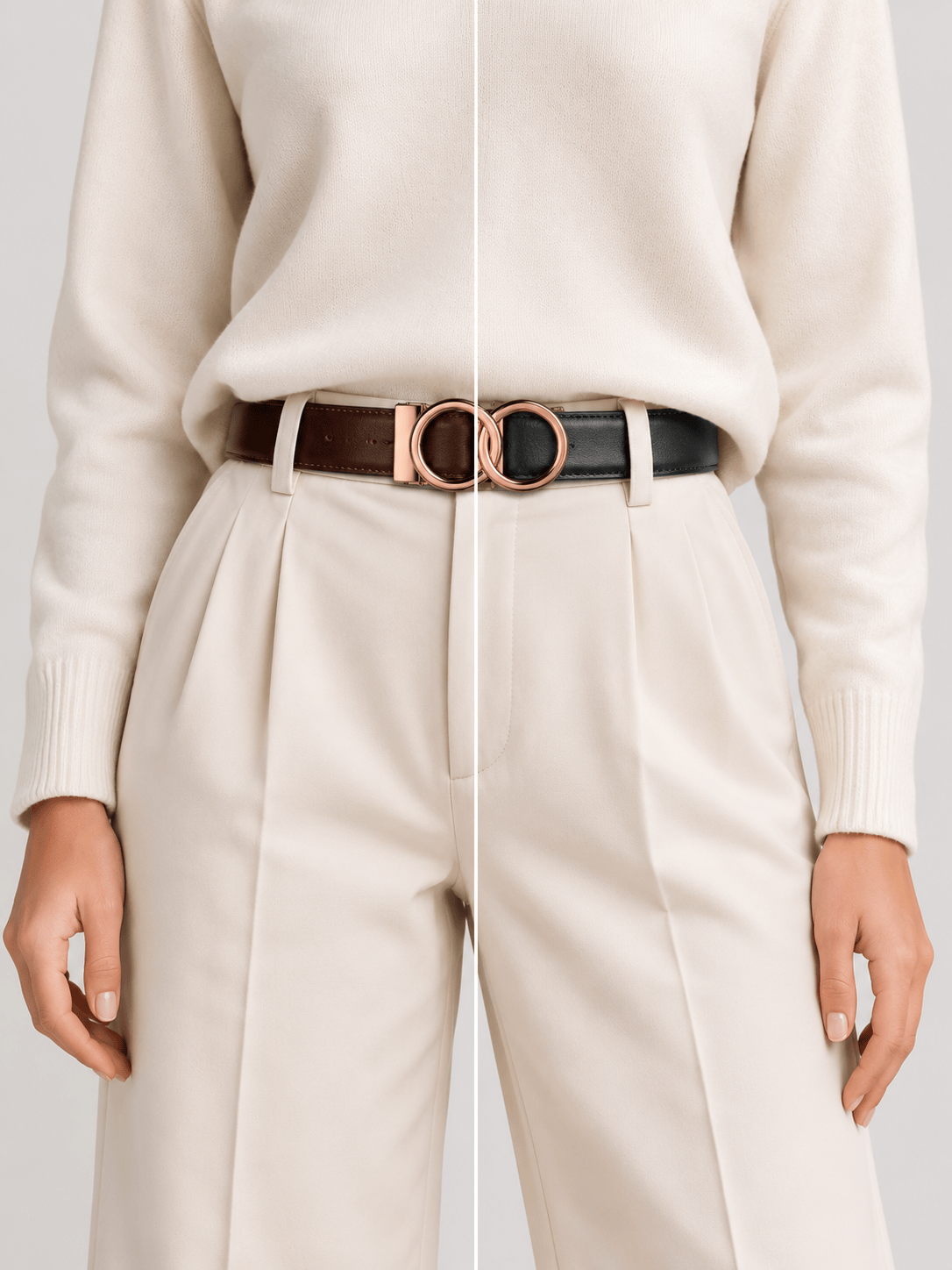 L’art de la Ceinture Eleanor – Ceinture Réversible Noir/Marron