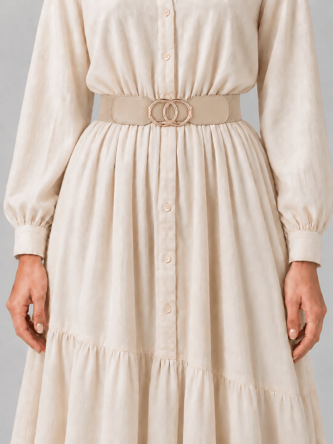 L’art de la Ceinture Isabelle – Ceinture Large Élastique Beige