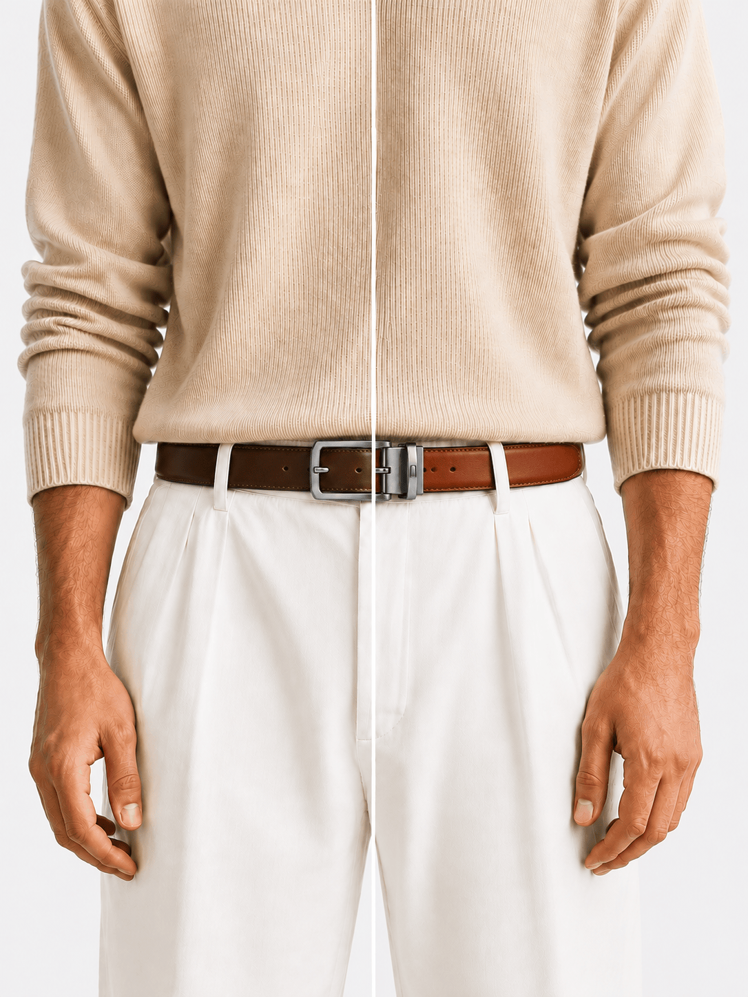 L’art de la Ceinture Marco – Ceinture Réversible Marron/Marron Foncé