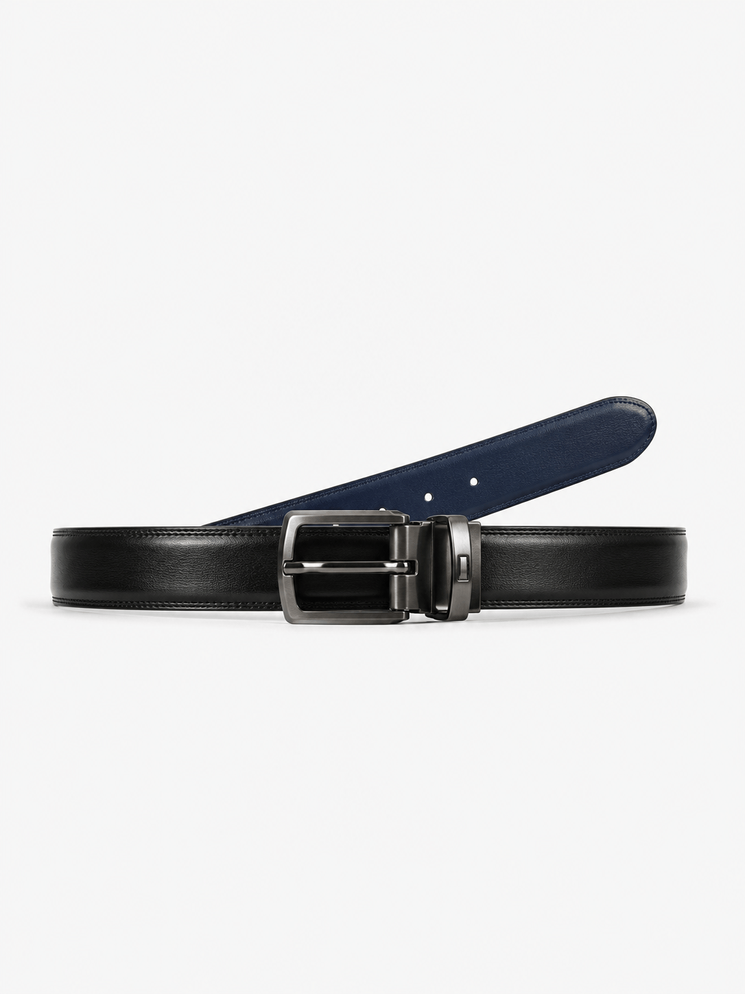 L’art de la Ceinture Marco – Ceinture Réversible Noir/Bleu